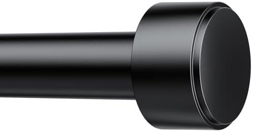 Curtain Rods for Windows 32-144 Inch, 1 Inch Adjustable Black Curtain Rod Set with Brackets, Easy Install