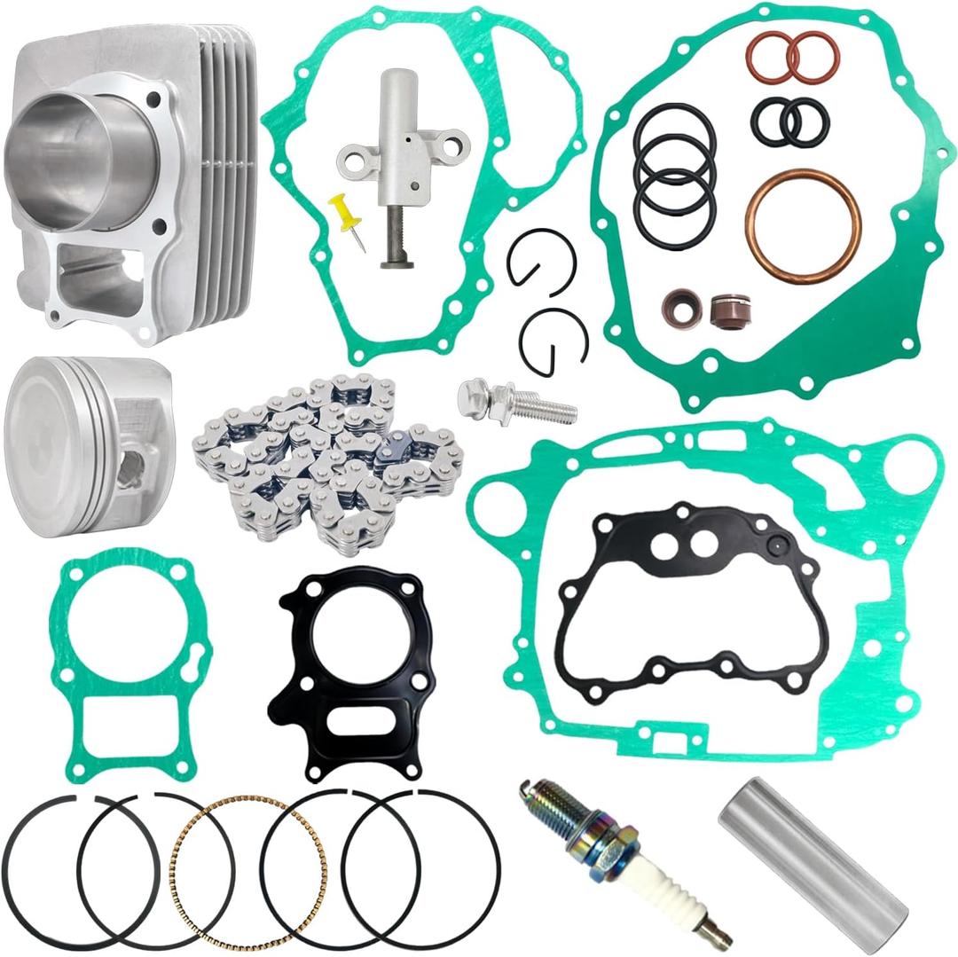 Cylinder Piston Ring Gasket Kit Compatible with ATV Recon 250 SporTrax 250 EX TRX250X 24, Top End Rebuild Kit Replacement for 12100-HN6-000