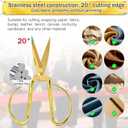 Grand Opening Ribbon-Cutting Ceremony Kit Includes Gold Scissors, Flower Ball, Red Ribbon & White Gloves,Suitable for all ribbon-cutting and inauguration ceremonies (Embossed Handle)