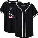 Dolpind Baseball Jersey Men Women Button Down Baseball Shirt Plain Casual Blank Jersey Softball Fan Team Sport Uniforms (Black, XXL)