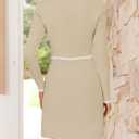 ZESICA Women's Fall Long Sleeve Bodycon Sweater Dress Crewneck Button Knit Color Block Party Mini Dresses (Beige, S)