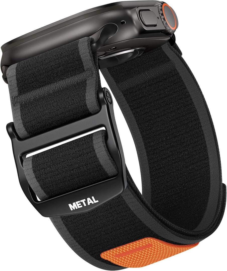 Haveda Soft Nylon Compatible with Apple Watch Ultra Band/Ultra 3/2 44mm 49mm 46mm 42mm 45mm, Trail Sport Loop Strap Wristbands for Apple Watch Bands Men iWatch Series 11/10/9/8/7/6/5/4/3/2/1/SE, Black