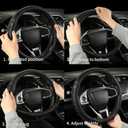 14 inch Steering Wheel Cover Great Grip with 3D Honeycomb Hole, Anti-Slip Sporty Design, Small 13.5-14 inch(All Black)