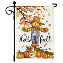 Artscope Fall Maple Leaves Scarecrow Pumpkin Garden Flag 12x18 Inch Double Sided, Thanksgiving Seasonal Outdoor Autumn Harvest Flag for Yard Farmhouse Holiday Decoration, Pack Of 4 