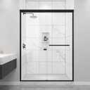 50-54" W x 72" H Semi-Frameless Double Sliding Shower Door Framed Bypass Glass Shower Doors with 1/4" (6mm) Clear Tempered Glass in Matte Black