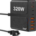 320W USB C Charger Block, 8-Port USB C Charging Station PD 65W PC Laptop Fast Charger Adapter for MacBookPro/Air,DELL,iPad,Portable Charging Station for iPhone,Samsung Galaxy