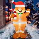 Joiedomi 5 FT Christmas Inflatable Outdoor Decorations, Christmas Blow Ups Gingerbread Man Yard Decorations with Candy Canes, Cute Xmas Outdoor Gingerbread Inflatables for Xmas Lawn Garden Decor