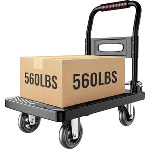 Foldable Push Cart Platform Cart,Moving Platform Hand Truck,Foldable for Easy Storage and 360 Degree Swivel Silent Wheel.(560 lbs)