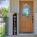 Outdoor 2in1 Welcome Sign for Front Porch Standing 45"X9" Long Vertical Leaner Tall Wood Framed Modren Rustic Farmhouse Large Home Sweet Home Signs Front Door For Outside Decor (Wood Black)