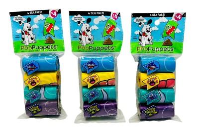 4 SET PALS Pet Waste Bag Refills, PooPuppets, 4 PACK, 4ROLLS 48 BAGS TOTAL, 9X13 BAGS