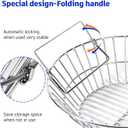13.75 Inch Charcoal Basket for Grill, Stainless Steel Ash Basket for Large Big Green Egg & Kamado Joe, Heavy Duty Firebox Accessories with Folding Handle