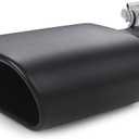 Square Exhaust Tip 2.5" Inlet, A-KARCK Black Coating Rectangle Exhaust Tailpipe Tip 3" x 5.5" Outlet 9.5" Long, Clamp on Design