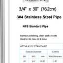 GeilSpace 3/4" 304 Stainless Steel Pipe, 30 inch Length, Heavy Duty Round Metal Weldable Tube, DIY Industrial Metal Tubing (3/4" x 30", 2 PCS)