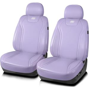 Skechers Seat Covers Memory Foam-Luxury Leather Car Seat Covers, Breathable Comfort & Support Front Seat Cover Airbag Compatible, Automotive Universal Fit Most for SUVs, Vans, Cars, Trucks,Purple