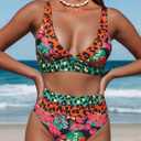Hilinker Women's Leopard Bikini Swimsuits V Neck High Waisted 2 Piece Bathing Suits (M)