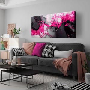 Abstract Canvas Wall Art - Bedroom Wall Art for Girls - Modern Living Room Wall Decor Size 24" x 48" (Pink)
