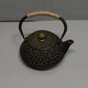 Japanese Tea Kettle Cast Iron Teapot, Teapot Infuser Strainer Set Chinese Black with Gold Wave Pattern with Stainless Steel Filter 30oz/0.9L