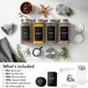 EDELHAUS Glass Spice Jars with Labels and Steel Lids (24 x 4oz) Spice Containers with 240 Label, Steel Funnel, Shaker Inserts, Empty Square Seasoning Organizer for Spice Rack, Cabinet, Drawer