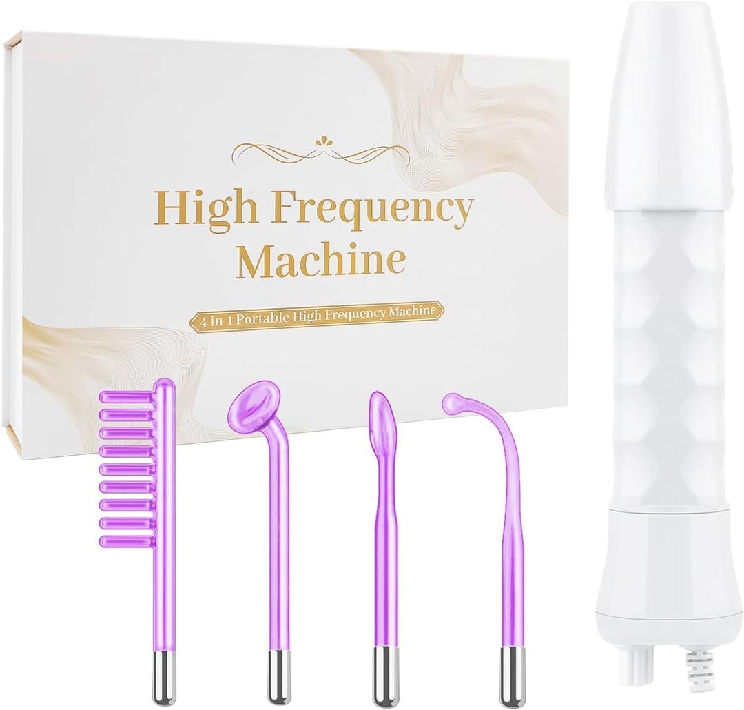 High Frequency Facial Wand,Portable Handheld High-Frequency Facial with 4 Argon Sticks - Violet (4 Violet Tubes)