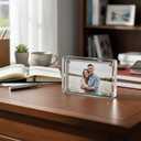 6pcs Mini Acrylic Picture Frame 2.5x3.5 inch Clear Acrylic Business Card Frame Double Sided Magnetic Photo Block Frames Desktop Frameless Picture Display Wallet Size Desktop Display Stand for Office