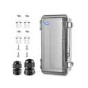 Waterproof Outdoor IP67 Junction Box (7.9"x3.9"x2.8") with Mounting Plate, Hinged Clear Cover and Wall Brackets - Weatherproof ABS Plastic Electrical Enclosure for DIY Projects (200x100x70mm)