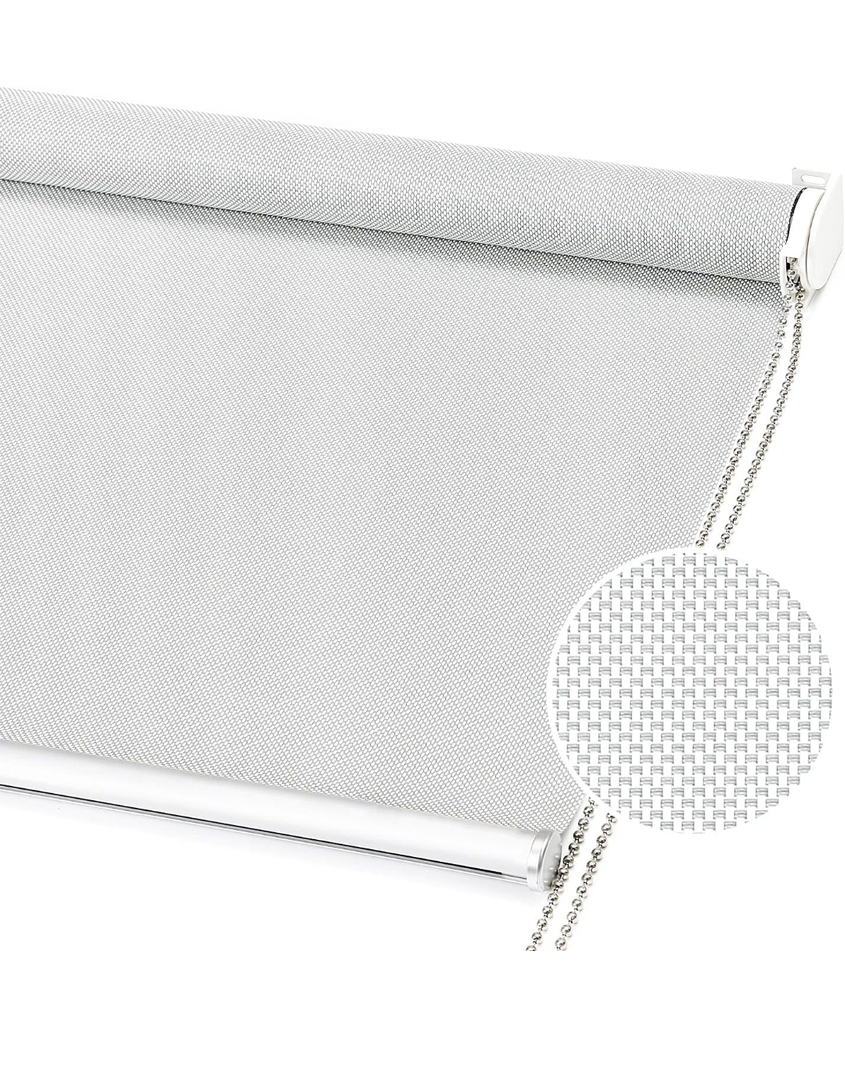 ChrisDowa Light Filtering Roller Shades, with 5% Openness Solar Screen, UV Protection Fabric. Solar Semi Sheer Roller Blinds for Office and Home. Easy to Install.Off White,33" W x 72" H
