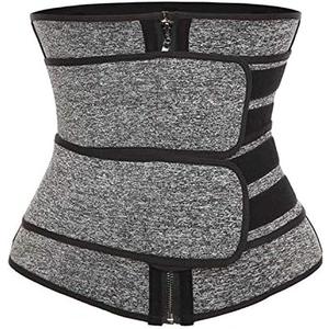 Corset Women's Body Shaper Seamless Sweat Sports Black Workout Waist Trainer (Double Belt Grey) 
S