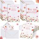 Marspark 50 Pack Love in Bloom Wildflower Bridal Shower Invitation Cards with Envelopes Wedding Bridal Shower Invitation Colorful Floral for New Couples Mr Mrs Newlyweds Invites Party Favor Supplies