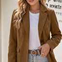 IDEALSANXUN Womens Corduroy Blazer Fall Winter Casual Blazer Dressy Suit Jackets (Brown, L)