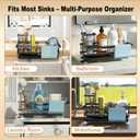 Sponge Holder for Kitchen Sink, Self-draining Sink Organizer with Towel Rack and Brush Holder, Metal Kitchen Sink Organizer for Countertop, Black