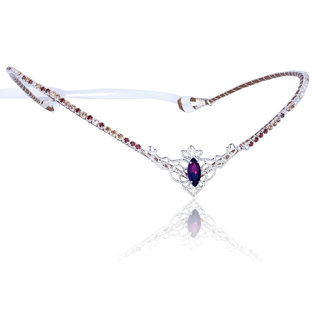 MOSTORY Handmade Elf Crystal Crown Fairy Tiara Purple Rhinestone Circlet Elven Headpiece for Women s Renaissance Halloween Cosplay Party Wedding Accessary