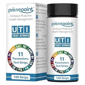 100 PCS 11 Parameters UTI Test Strips by Prime Point â€“ Quick and Easy to use Urine Test Strips at Home UTI Test, Leukocytes, Nitrite, PH, etc | Urinalysis Test Strips