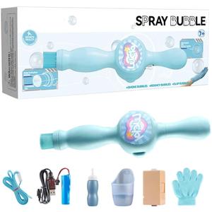 Magical Fog Bubble Wand, Friendly Fog Bubble Machine, Puff Pop Bubble Maker, Simple Button for Safe Play Role Play Props Quiet Motor Easy to Operate (Blue)