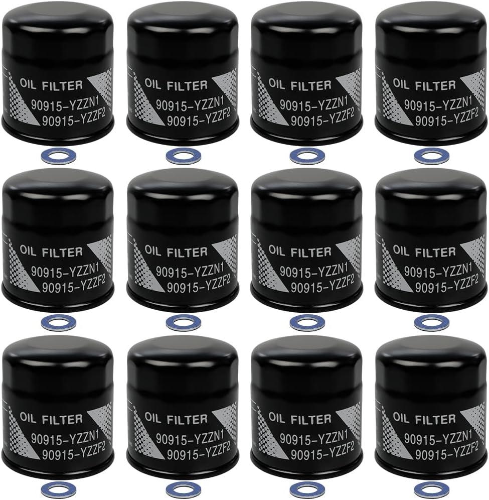 12PCS 90915-YZZF2 Oil Filters Compatible With Toyota RAV4 Camry Corolla Prius Highlander Avalon Lexus Replace 90915-YZZN1 90915-10009 90915-YZZE1