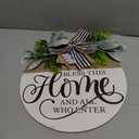 Welcome Sign for Front Door, Rustic Round Wood Wreaths Wall Hanging Outdoor Decor, Porch Fence Decorations Hanging Gift for Home Outdoor for Spring Summer Fall All Seasons Holiday, Bless This Home