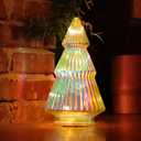 Tower Glass Christmas Tree - Colorful Tabletop Holiday Decoration, 7.5 in Colorful Tree for Home and Christmas Decor