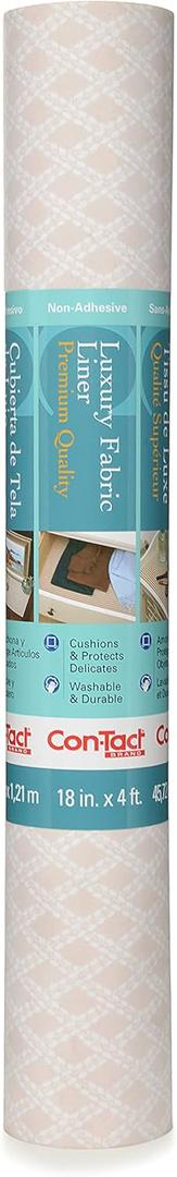 Con-Tact Brand Luxury Fabric Liners, Non-Adhesive Drawer and Shelf Liner, Multi-Functional Protective Liner, 18" x 4', Savoire Pale Gray, Pack of 1 Roll