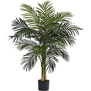 Nearly Natural 4 ft Artificial Golden Cane Palm Tree with Nursery Pot