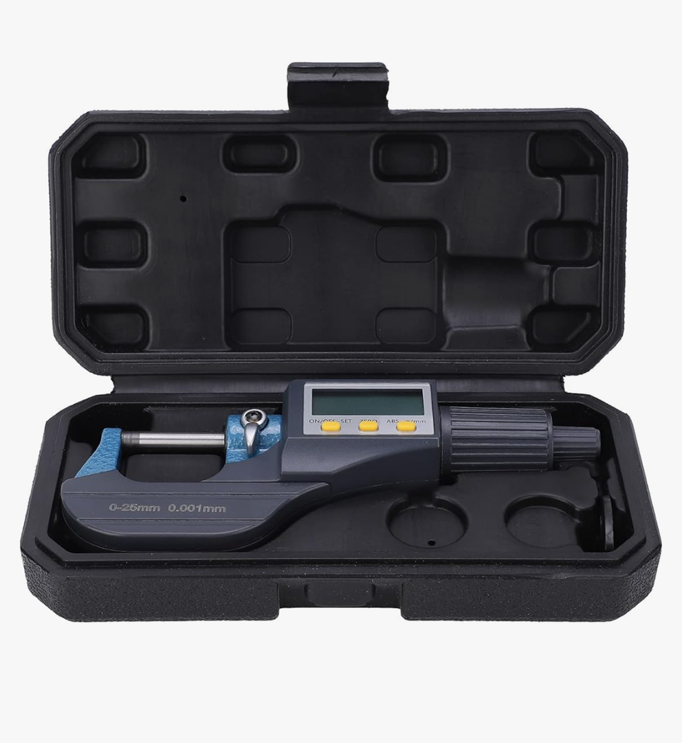 Fafeicy Digital Micrometer, 0~25mm measuring range 0.001mm Accuracy LCD Display with Fine‑Tuning Ratchet Wall Thickness Measuring Tool, Micrometer