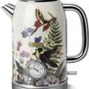 INFOOD Retro Electric Kettle 1.8L/60.8oz with Thermometer - 1200W Fast Boiling Stainless Steel Tea Kettle with Water Level, BPA-Free, Auto Shut-Off, Boil-Dry Protection, Vintage Floral Design