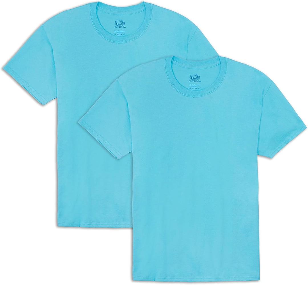 Fruit of the Loom Men's Eversoft Cotton T Shirts, Breathable & Moisture Wicking with Odor Control, Sizes S-4x (3X-Large, 2 Pack Scuba Blue)