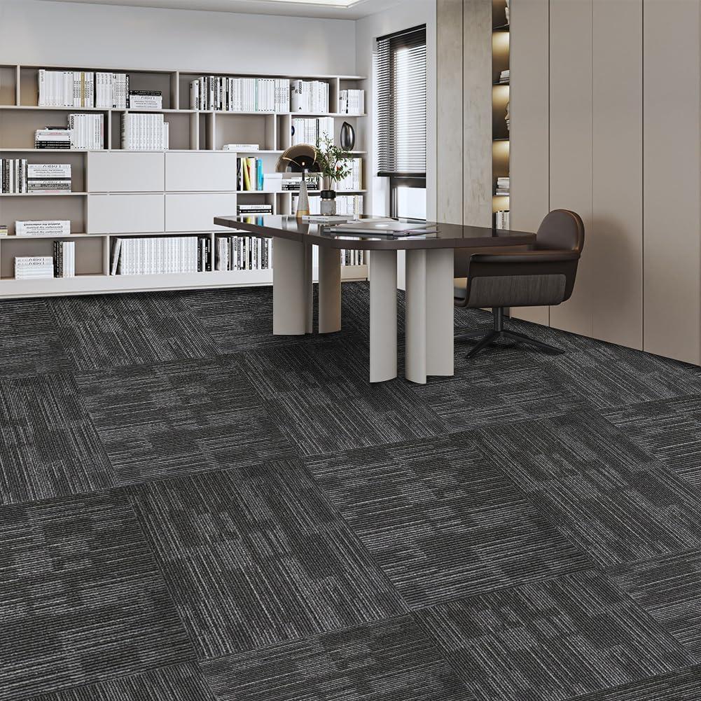 Smart Squares Carpet Tiles, Soft Padded, Seamless Appearance, Peel and Stick for Easy DIY Installation (Alpes-06, 18 Tiles - 72 Sq Ft)