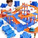 NIPLOOOW Puzzle Race Car Track Set for Kids 3-5, Floor Puzzle Track Car Set, Toddler Toys for 3 4 5 6 Years Old Boys, Toys Gift for Kids Boys Girls Age 3 4 5 6 7 8 Years Old