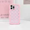 NITITOP Compatible with iPhone 12 Pro Max Case Cute Clear Curly Wavy Frame Shape Aesthetic Checkerboard Checkered Pattern for Women Girls Shockproof Soft TPU 2 in 1 Protective Phone Cover - Pink