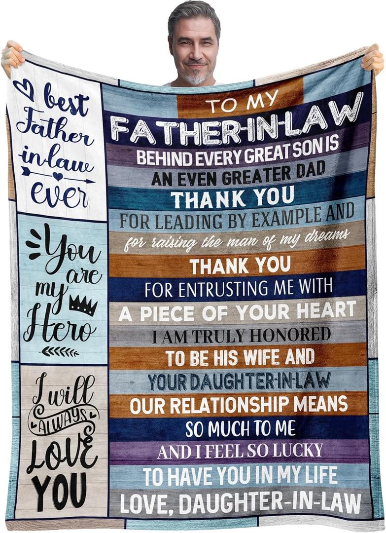 Best/Cool Father in Law Gift from Daughter in Law/Son in Law, Fathers Day Christmas Birthday Gifts for Father in Law Blanket 50"x60"