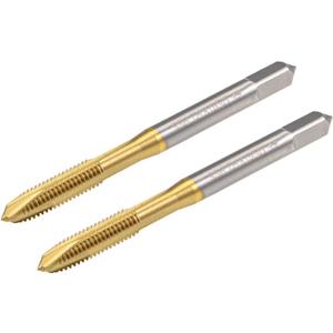 uxcell Spiral Point Plug Threading Tap M5 x 0.8 Thread, Ground Threads H2 3 Flutes, High Speed Steel HSS 6542, Titanium Coated, Metric Screw Taps Tapping Bit for Thread Repair, 2pcs