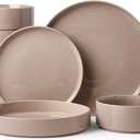 Famiware Nebula 16-Piece Dinnerware Set with Pasta Bowls, Cinnamon Brown