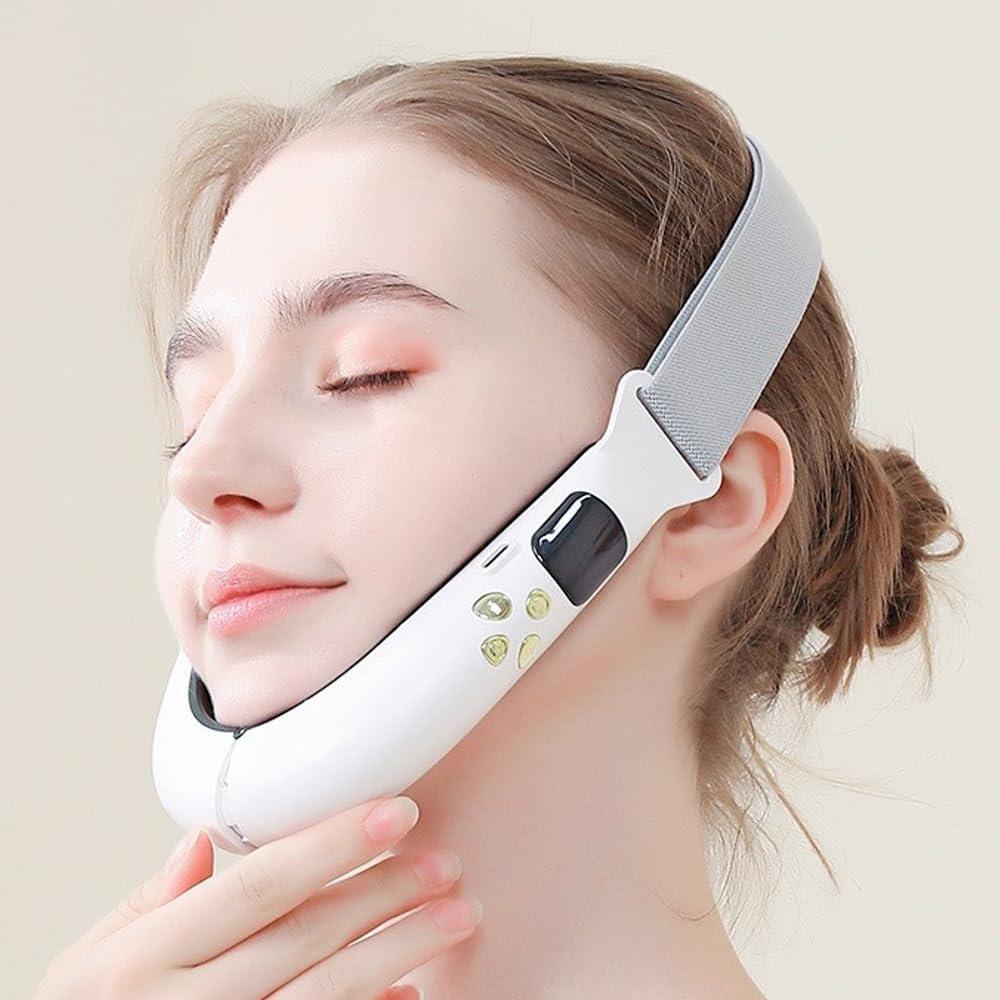 Double Chin and V-Shaped Face Device with 6 Modes & 12 Adjustable Intensities - Intelligent Electric V-Line Lifting Machine for Women(White)