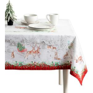 Maison d' Hermine Table Cloth Rectangle Table 100% Cotton 70 x 120 Inches Fall Tablecloth Reusable Everyday Use for Thanksgiving Christmas Decorations Dining Farmhouse Party (Christmas Tradition)