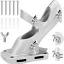 1" Flag Pole Holder for Outside House, REERON 2-Positions Metal Flagpole Bracket Mounts, Aluminium Rustproof Flag Pole Wall Porch Mounting Brackets with 3 Fixed Holes & Steel Hardwares (Silver-1 Pack)